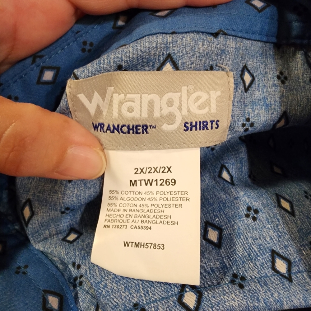 Wrangler Rancher Pearl Button Western Shirt 2XL, NWT - Picture 4 of 7